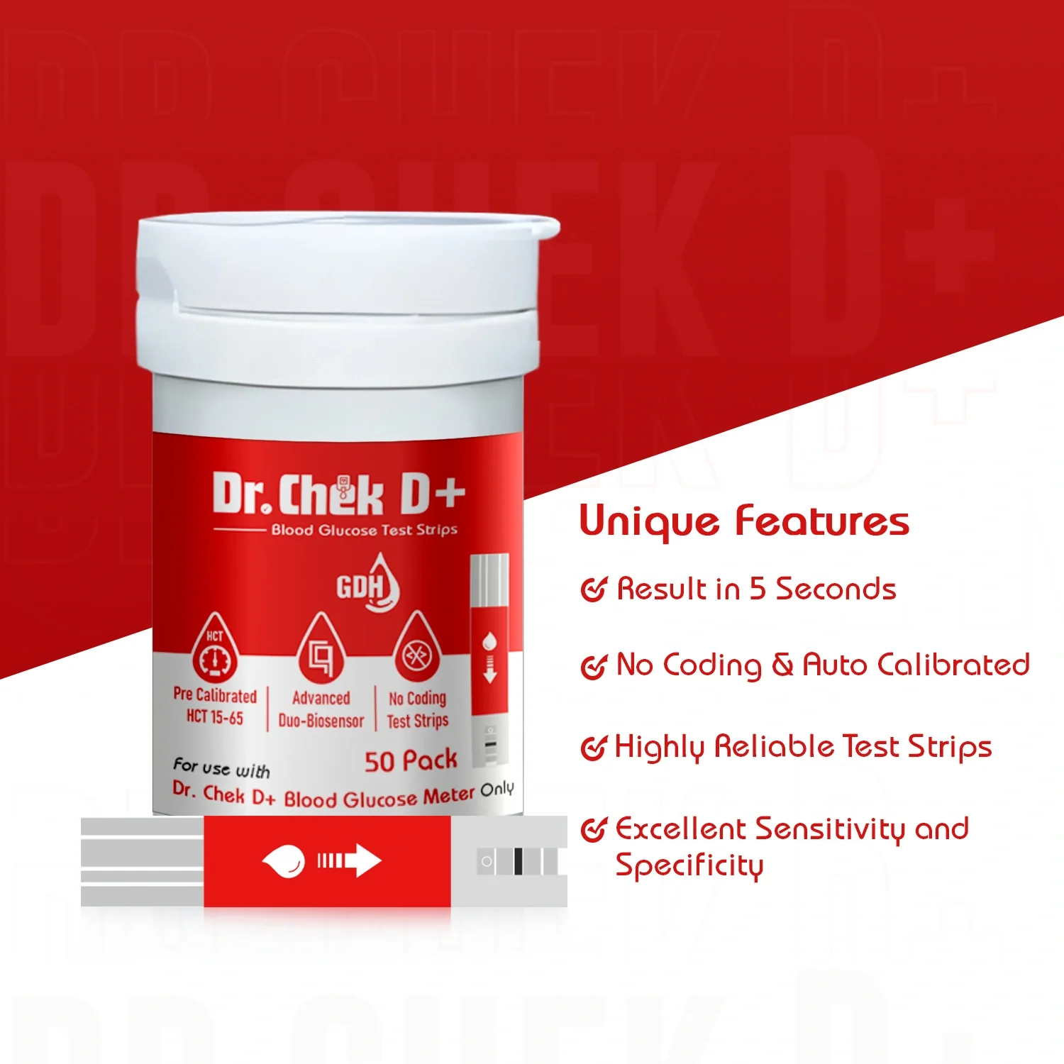 Dr. Chek D+ Blood Glucose Strips - Image 9
