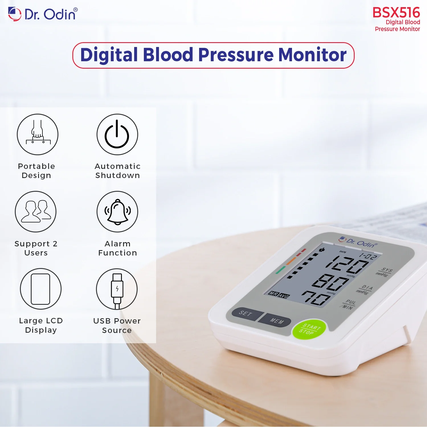 Dr. Odin BSX 516 Fully Automatic Digital BP Monitor - Image 7