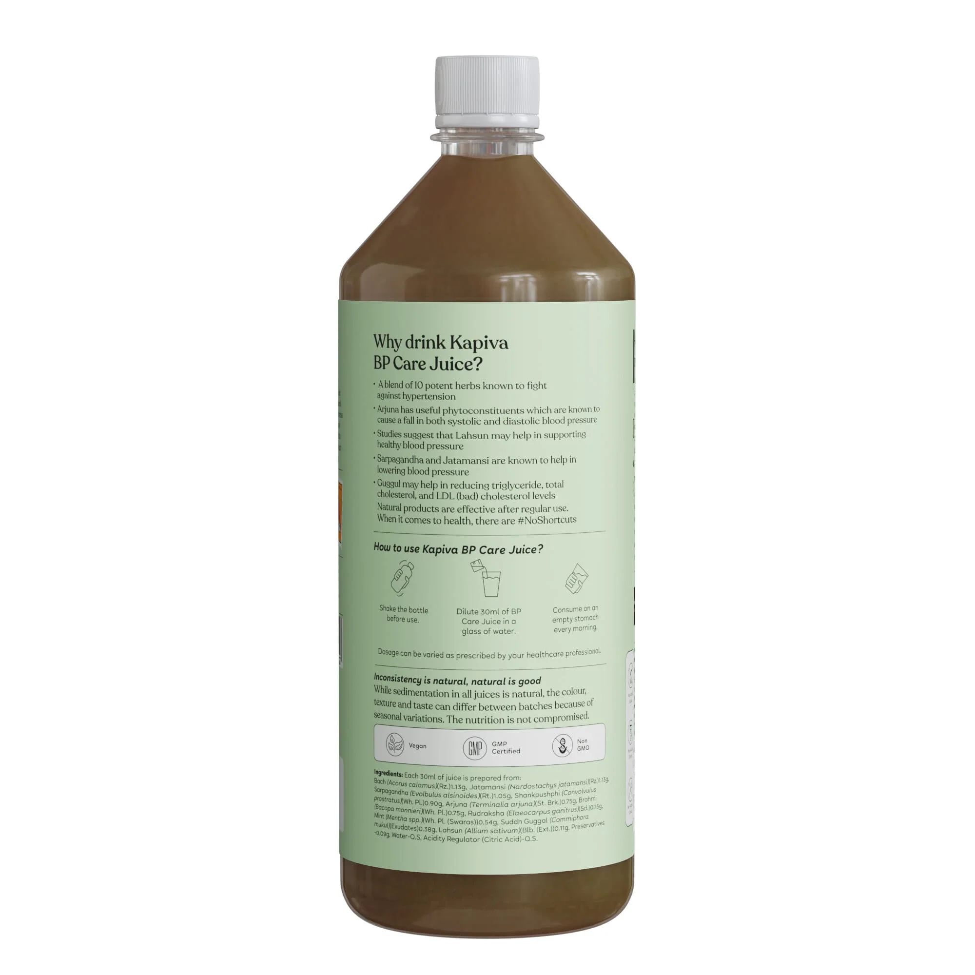 Kapiva BP Care Juice - 100% Ayurvedic Juice for Controlling Blood Pressure & Cholesterol Level | Arjuna, Shankhpushpi & 8 Other Herbs - 1 Litre - Image 3