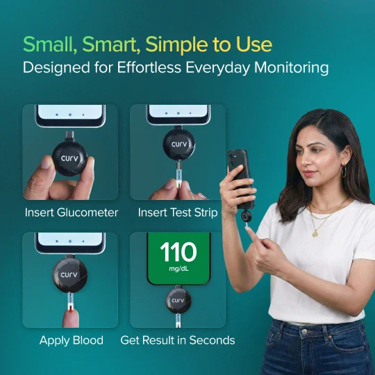New BeatO CURV Glucometer FREE Strips & Lancets Type-C USB Connector | Android Only - Image 4